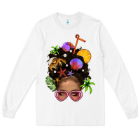 White Beach Hair Afro Messy Bun Bbs Long Sleeve Tee - BundleAndBundleShop