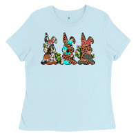 Baby Blue leopard cowhide turquoise cactus bunny's Ladies Tee - JahusDesignShop