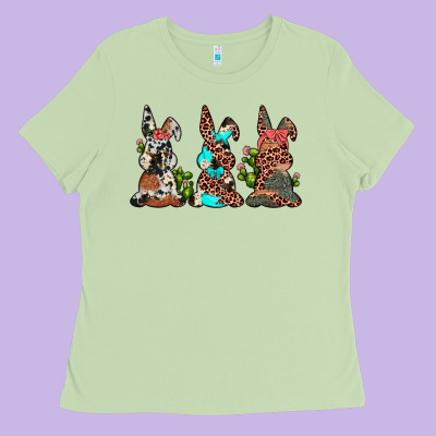Leopard Cowhide Turquoise Cactus Bunny's Ladies Tee Designed By Jahusdesignshop