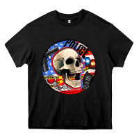 Black police skull and police equipment Heavy Core Tee - AdoDesignShop