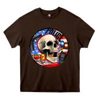 Chocolate Brown police skull and police equipment Heavy Core Tee - AdoDesignShop