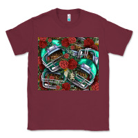 Burgundy floral american football  helmet Classic Tee - NancyCooperArtShop