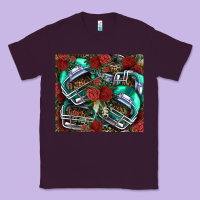 Floral American Football  Helmet Classic Tee Designed By Nancycooperartshop
