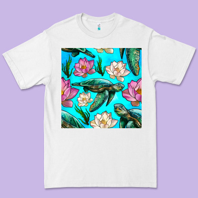 Sea Turtle Seamless Pattern Premium Tee Designed By Bundleandbundleshop