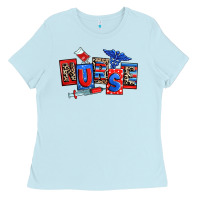 Baby Blue usa nurse Ladies Tee - RanaPortraitStore