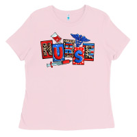 Bubblegum Pink usa nurse Ladies Tee - RanaPortraitStore