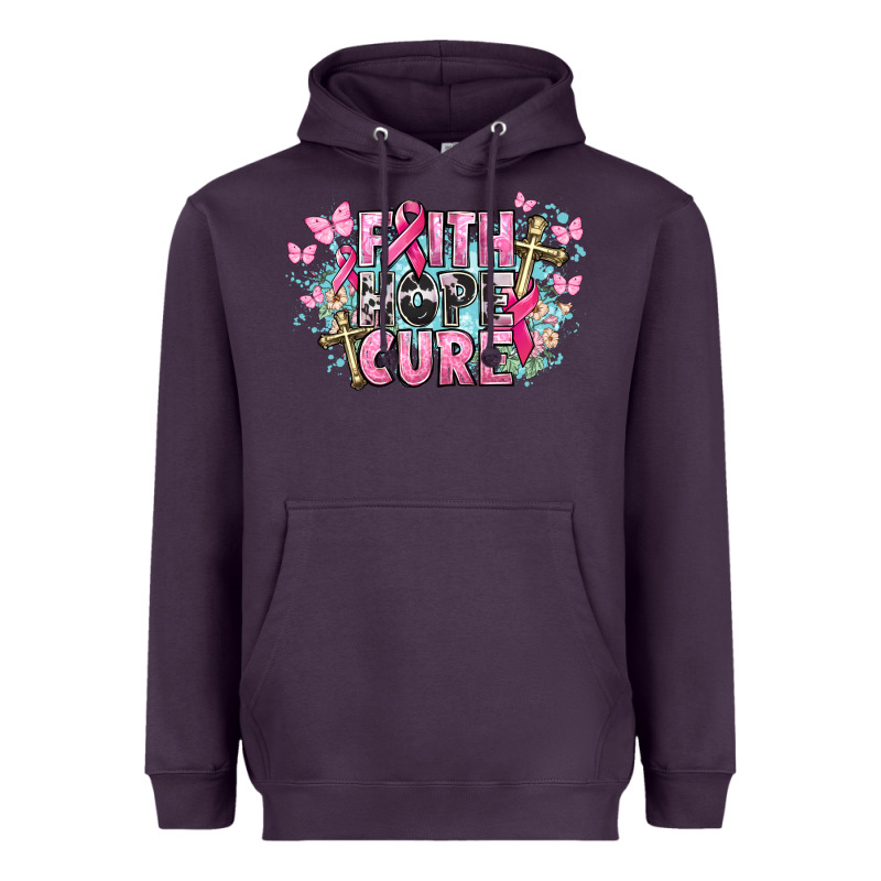Faith Hope Cure Cancer Awareness Heavyweight Hoodie by HowdyJamesFarm | Teevron