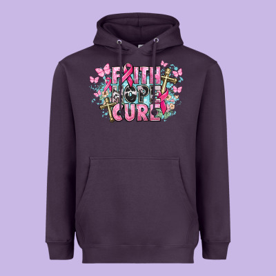 Faith Hope Cure Cancer Awareness Heavyweight Hoodie Designed By Howdyjamesfarm