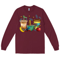 Burgundy School Boy Coffee Cup Bbs Long Sleeve Tee - BundleAndBundleShop