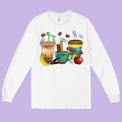 School Boy Coffee Cup Bbs Long Sleeve Tee Designed By Bundleandbundleshop