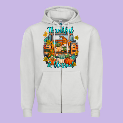 Thankful Blessed Zipper Hoodie Designed By Texasbilliewilder