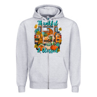 Heather Grey Thankful Blessed Zipper Hoodie - texasbilliewilder