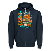 Navy Thankful Blessed Zipper Hoodie - texasbilliewilder