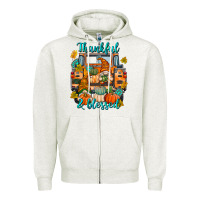 Oatmeal Heather Thankful Blessed Zipper Hoodie - texasbilliewilder