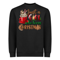 Black just a girl who loves christmas Heavyweight Sweatshirt - BundleAndBundleShop