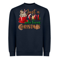 Navy just a girl who loves christmas Heavyweight Sweatshirt - BundleAndBundleShop