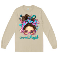 Mushroom Messy Bun Cosmetologist Bbs Long Sleeve Tee - BundleAndBundleShop