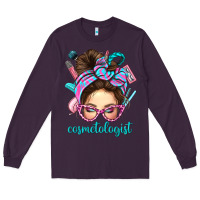 Plum Messy Bun Cosmetologist Bbs Long Sleeve Tee - BundleAndBundleShop