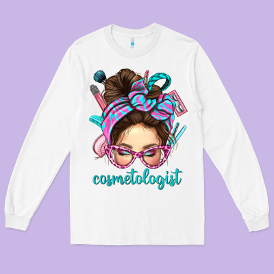 Messy Bun Cosmetologist Bbs Long Sleeve Tee Designed By Bundleandbundleshop