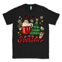 Black 'tis the season with christmas tree and hot cocoa Classic Tee - MaliasSmallBusiness