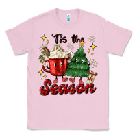 Bubblegum Pink 'tis the season with christmas tree and hot cocoa Classic Tee - MaliasSmallBusiness