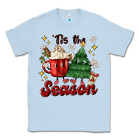 Dusty Blue 'tis the season with christmas tree and hot cocoa Classic Tee - MaliasSmallBusiness