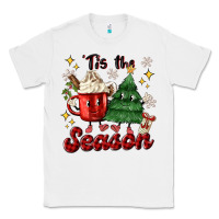 White 'tis the season with christmas tree and hot cocoa Classic Tee - MaliasSmallBusiness