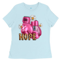Baby Blue Breast Cancer Boxing Gloves Ladies Tee - Artiststas