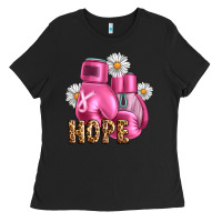 Black Breast Cancer Boxing Gloves Ladies Tee - Artiststas