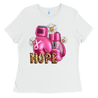 White Breast Cancer Boxing Gloves Ladies Tee - Artiststas