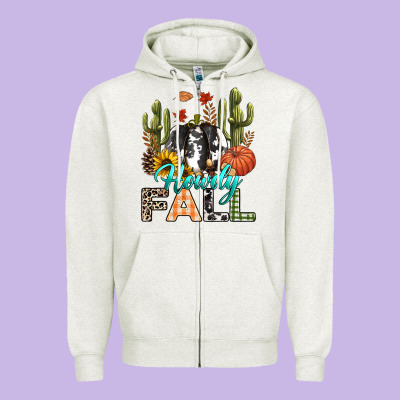 Howdy Fall Zipper Hoodie Designed By Texasbilliewilder