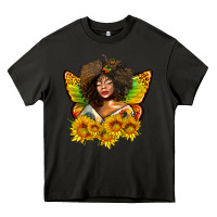 Asphalt butterfly afro woman juneteenth Heavy Core Tee - AdoDesignShop