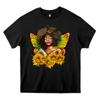 Black butterfly afro woman juneteenth Heavy Core Tee - AdoDesignShop