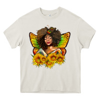 Cream butterfly afro woman juneteenth Heavy Core Tee - AdoDesignShop