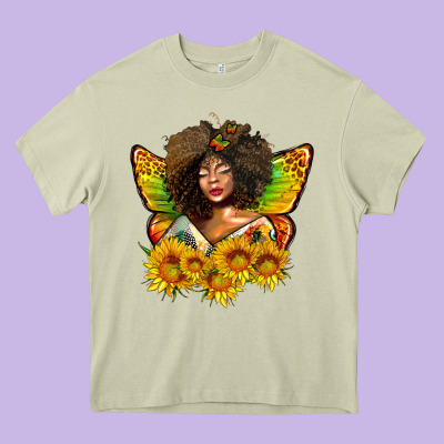 Butterfly Afro Woman Juneteenth Heavy Core Tee Designed By Adodesignshop