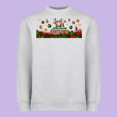 Just A Girl Who Loves Christmas Libbey Glass Heavyweight Sweatshirt Designed By Bundleandbundleshop