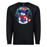 Black Patriotic snowman ornament 4th of july Premium Sweatshirt - HowdyJamesFarm