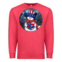 Cardinal Patriotic snowman ornament 4th of july Premium Sweatshirt - HowdyJamesFarm