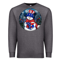 Charcoal Heather Patriotic snowman ornament 4th of july Premium Sweatshirt - HowdyJamesFarm