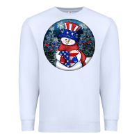 White Patriotic snowman ornament 4th of july Premium Sweatshirt - HowdyJamesFarm