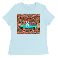 Baby Blue happy easter truck Ladies Tee - JahusDesignShop