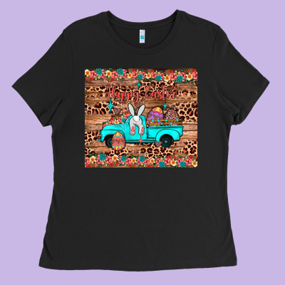 Happy Easter Truck Ladies Tee Designed By Jahusdesignshop