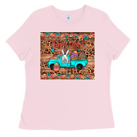 Bubblegum Pink happy easter truck Ladies Tee - JahusDesignShop