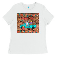 White happy easter truck Ladies Tee - JahusDesignShop