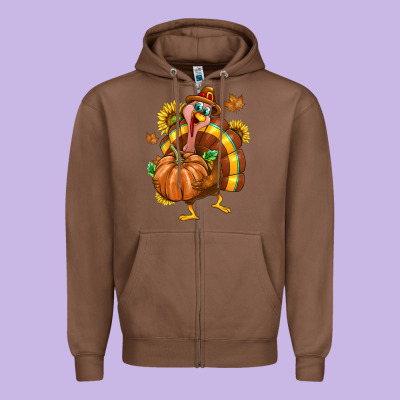 Thanksgiving Turkey Zipper Hoodie Designed By Texasbilliewilder