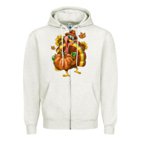 Oatmeal Heather Thanksgiving Turkey Zipper Hoodie - texasbilliewilder