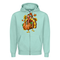 Seafoam Thanksgiving Turkey Zipper Hoodie - texasbilliewilder