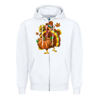 White Thanksgiving Turkey Zipper Hoodie - texasbilliewilder