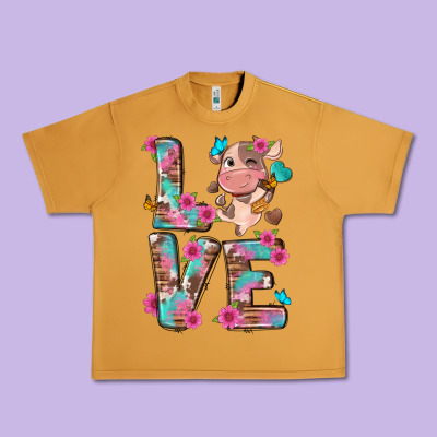 Love Little Cute Cow Urban Heavy Tee Designed By Nancycooperartshop