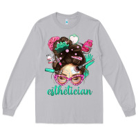 Moon Dust Esthetician Messy Bun With Pink Leopard Glasses Bbs Long Sleeve Tee - BundleAndBundleShop